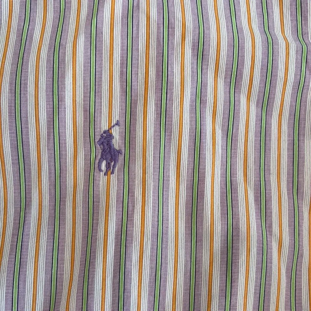 Polo Ralph Lauren Men's Shirt Long Sleeve Pink Green Orange Striped Size‎ L